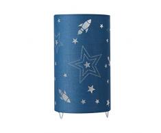 Pauleen 48035 Cute Universe Tischleuchte max. 20W Tischlampe für E14 Lampen Kinderzimmerlampe Sterne Rakete Blau 230V Metall/Stoff ohne Leuchtmittel