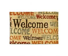 Relaxdays Fußmatte Kokos WELCOME 40 x 60 cm Kokosmatte mit rutschfester PVC Unterlage Fußabtreter aus Kokosfaser als Schmutzfangmatte und Sauberlaufmatte Fußabstreifer für Außen und Innen Matte, bunt