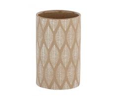 WENKO Tupian Zahnputzbecher-/ Zahnbürstenhalter (für Zahnbürste und Zahnpasta, Keramik) 7 x 12 x 7 cm, Beige