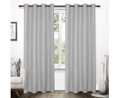 Exclusive Home Vorhänge Tweed Strukturierte Leinen gewebt Blackout Tülle Top Fenster Vorhang Panel, Taube grau, 52 x Beton, Set von 2