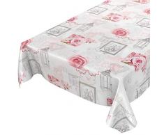 ANRO Wachstuchtischdecke Wachstuch Wachstischdecke Tischdecke abwaschbar Rosen Landhaus Antik Grau 120 x 140cm, Schnittkante