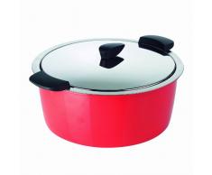 KUHN RIKON 30714 Thermokochgeschirr HOTPAN Kochtopf mit Deckel, rot, 4,5 Liter, 26 cm, dampfgaren, warmhalten, induktionsgeeignet, spülmaschinengeeignet, Edelstahl