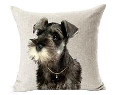 Malerei Cute Lovely Animals Pet Dog Big Eyes schwarz Schnauzer Baumwolle Leinen Quadratisch Überwurf Taille Kissen Fall dekorative Kissenhülle Kissenbezug Sofa 45,7 x 45,7 cm (2)