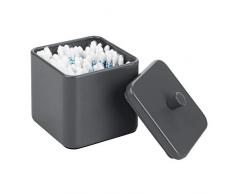 mDesign Wattepadspender – auch als Behälter für Wattestäbchen geeignet – Bad Ablage mit Deckel als Staubschutz – mattes Grau