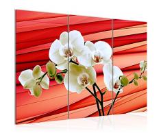 Runa Art Bilder Blumen Orchidee Wandbild 120 x 80 cm Vlies - Leinwand Bild XXL Format Wandbilder Wohnzimmer Wohnung Deko Kunstdrucke Rot 3 Teilig - Made IN Germany - Fertig zum Aufhängen 202031a