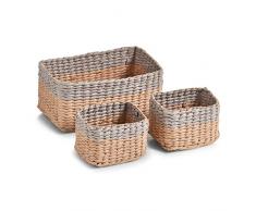 Zeller 18088 Aufbewahrungskörbchen Korb, Papiergeflecht, Natur/Grau, ca. 26 x 16 x 12 cm