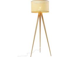 Kare Design Stehleuchte Tripot Nature, Stehlampe mit Dreifuß aus Holz, runder Lampenschirm, Skandinavischer Stil, Naturfarben (H/B/T) 154 50 50