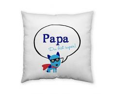 Gruss & Co 43540 Baumwoll-Kissen mit Spruch Papa, Du bist super, 40 cm x 40 cm, Deko-Kissen, Geschenk