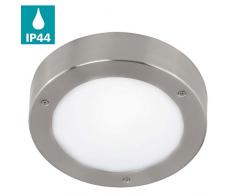 EGLO LED Außen-Deckenlampe Vento 2, 1 flammige Außenleuchte für Wand und Decke, Deckenleuchte aus Edelstahl und Glas, Farbe: Silber, weiß, IP44