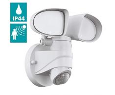 EGLO LED Außen-Wandlampe Pagino, 2 flammige Außenleuchte, Sensor-Wandleuchte aus Kunststoff, Außenstrahler mit Bewegungsmelder, IP44, weiß