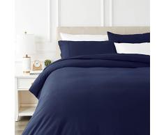 AmazonBasics - Bettwäsche-Set, Fein-Biber, 230 x 220 cm, Marineblau