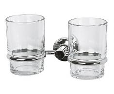 Spirella Zahnputzbecher Doppelhalter Atlantic aus Glas Zum Kleben Oder Bohren