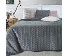 Eurofirany Exklusive Decke Tagesdecke Glamour 200x220 170x210 Steppdecke Bettüberwurf Überwurf (AURELA Graphit, 200 x 220 cm), Stoff