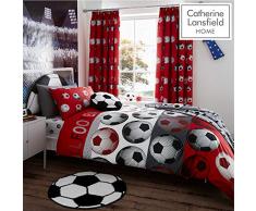 Catherine Lansfield Stoff mit Fußball-Design, für Kinder, Rot, Doppelbett