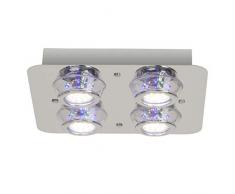 Brilliant Kelly LED Deckenleuchte 4 flg Fernbedienung RGB Farbwechsel chrom Party 1000 Lumen, 4x GU10 3W LED-Reflektorlampen inklusive