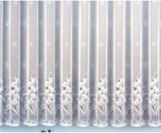 Gardine Vorhang Jacquard Store mit Bleiband für schönen Fall weiß schönes Blumenmuster allover mit Kräuselband / Universalschienenband HxB 175x450 cm für Fensterbreite 140-185 cm TOP QUALITÄT …auspacken, aufhängen, fertig! Typ43