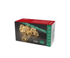 Konstsmide 3145-803 LED Dekolichterkette mit goldfarbene Metallkugeln / für Innen / VDE geprüft / Batteriebetrieben: 3xAA 1.5V (exkl.) / 10 warm weiße Dioden / transparentes Kabel