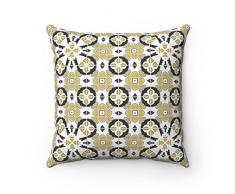 43 x 43 cm Geometrische Design Original marokkanische Zellij Fliesen Home Decor Kissenbezug (grau, schwarz & Senf)