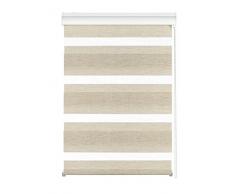 Gardinia 33335 Doppelrollo Silvalin Sand, 100 x 220 cm mit weißer Aluminiumkassette