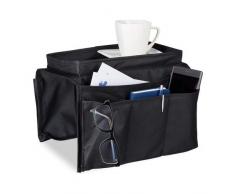 Relaxdays Armlehnen Organizer, Sofa Butler mit Tablett, 6 Taschen, faltbar, Polyester, HxBxT: 22 x 18 x 32 cm, schwarz