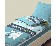 Blau Câlin caradou Kinder Bettwäsche 3 teilig, Baumwolle, Blau Glacier, 90 x 190 cm