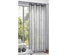 Homemaison Vorhang Uni Voile Knitteroptik, Polyester, anthrazit, 245Â x 135Â cm