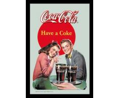 empireposter - Coca Cola - PÃ¤rchen - GrÃ¶Ãe (cm), ca. 20x30 - Bedruckter Spiegel, NEU - Beschreibung: - Bedruckter Wandspiegel mit schwarzem Kunststoffrahmen in Holzoptik -