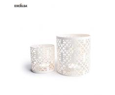 Excelsa Zylinder Set Laternen, Creme, Maße: Ø 7,5 - Ø 10 cm