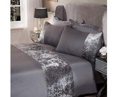 Sienna Bettbezug-Set aus Pannesamt, für Einzelbett, 100% Polyester, Grau