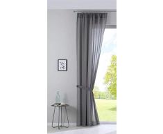 Gardine »Nizza« Baumwoll-Voile Halbvoile HxB 254x135 cm Grau Transparent Store mit Gardinenband und Tuneldurchzug, 2019031