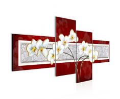 Runa Art Bilder Blumen Orchidee Wandbild 200 x 100 cm Vlies - Leinwand Bild XXL Format Wandbilder Wohnzimmer Wohnung Deko Kunstdrucke Rot 4 Teilig - Made IN Germany - Fertig zum AufhÃ¤ngen 203141c