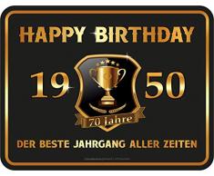 RAHMENLOS Deko Blechschild als Geschenk zum 70. Geburtstag Jahrgang 1950