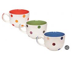 Excelsa Pois Set aus 6 Jumbo-Tassen, Keramik