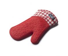 Zeal Silikon Ofenhandschuh, hochbelastbar, Gingham-Stoff, Baumwolle, Baumwolle, rot, 29 x 19 x 2 cm