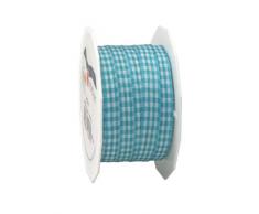 Präsent - VICHY Geschenkband - karibikblau/weiss - 20-m-Rolle 10 mm
