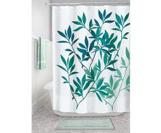 iDesign Leaves Duschvorhang | Designer Duschvorhang in der Größe 183,0 cm x 183,0 cm | schickes Duschvorhang Motiv mit Blättern | Polyester petrol