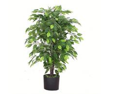 Leaf Design UK Kunstpflanze, 90 cm, buschig, schwarzer Kunststofftopf, 90cm Bushy Ficus Tree