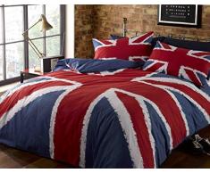 Rock N Roll Funky Union Jack British UK Blau Rot Weiß King Größe Bettbezug Bettwäsche-Set, Blau