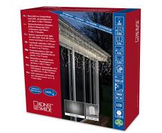 Konstsmide 3738-102 LED Eisregen Lichtervorhang / für Außen (IP44) / Batteriebetrieben: 4xD 1.5V (exkl.) / mit Lichtsensor, 6h und 9h Timer / 80 warm weißen Dioden / weißes Kabel