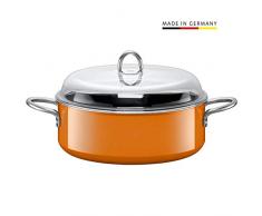 Silit Passion Orange Schmortopf 28 cm, Bräter mit Glasdeckel, Kochtopf 6,0l, Silargan Funktionskeramik, Induktion, orange