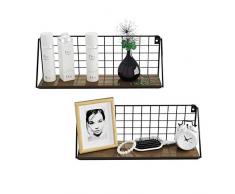 BAMFOX Schwimmende Regale zur Wandmontage, 2 Stück, rustikales Bambus-Wandregal für Fotorahmen, Dekorative Gegenstände, für Schlafzimmer, Wohnzimmer, Badezimmer, Küche, Büro und mehr Large*2