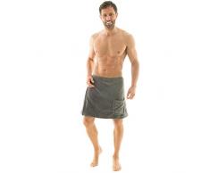 CelinaTex Malaga Saunakilt Herren S/M grau Mikrofaser Sauna Kilt Coral Fleece Saunamantel Saunatuch
