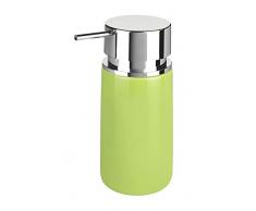 Wenko 54740100 Seifenspender Silo, Flüssigseifen-Spender, Spülmittel-Spender Fassungsvermögen: 0,25 l, Keramik, 6,2 x 16,5 x 6,2 cm, grün