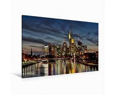 Premium Textil-Leinwand 120 cm x 80 cm quer Ein Motiv aus dem Kalender Frankfurt Skyline von Petrus Bodenstaff | Wandbild, Bild auf Keilrahmen, Fertigbild auf echter Leinwand, Leinwanddruck