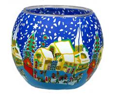 Himmlische Düfte Geschenkartikel GmbH Snowy Village Windlicht, Glas, bunt 11x11x9 cm
