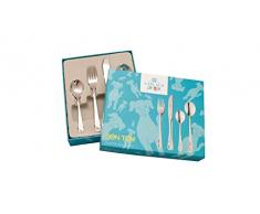 Gerlach G05-0038P-ZEST-04PU-S1S1-01 Kids Bon TON Kinderbesteck 4-teilig Hunde Edelstahl Rostfrei, 18/10 Steel
