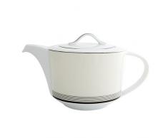 Deco Teekanne, verglastes Porzellan, Cremefarben/Schwarz/Weiß, 2 Stück