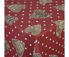 Venilia Tischdecke Herz Tischwäsche Baumwolle pflegeleicht flüssigkeitsundurchlässig Rechteckig, Heart Rot, 160 x 180 cm