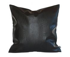 Kdays Dick Kunstleder Kissen Cover Tan Deko für die Couch Werfen Kissen Fall Braun Leder Kissenbezug Farbe Leder Kissen, Polyurethan, Schwarz, 16x16 inches