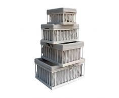 Rebecca Mobili Set 4 Aufbewahrungsboxen Holz Schmuckkästchen Schlüssel Eingangsbereich - 20x40x30 - (H x B x T) - Art. RE6115